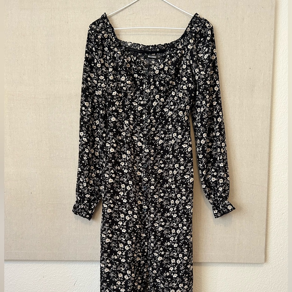 Floral Black and White Women's Dress